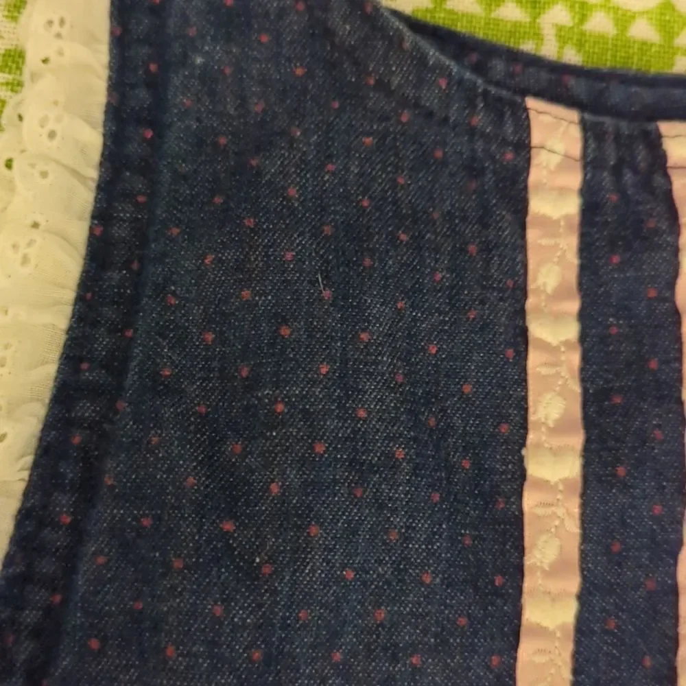 Vintage blue denim and lace dress‎